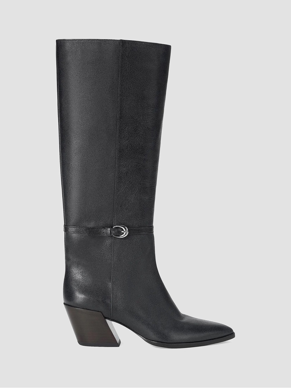 NWT - STAUD Austen 50MM Buckle-Detail Leather Black Knee-High Boots